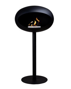 Movable fireplace in black - Thick pole